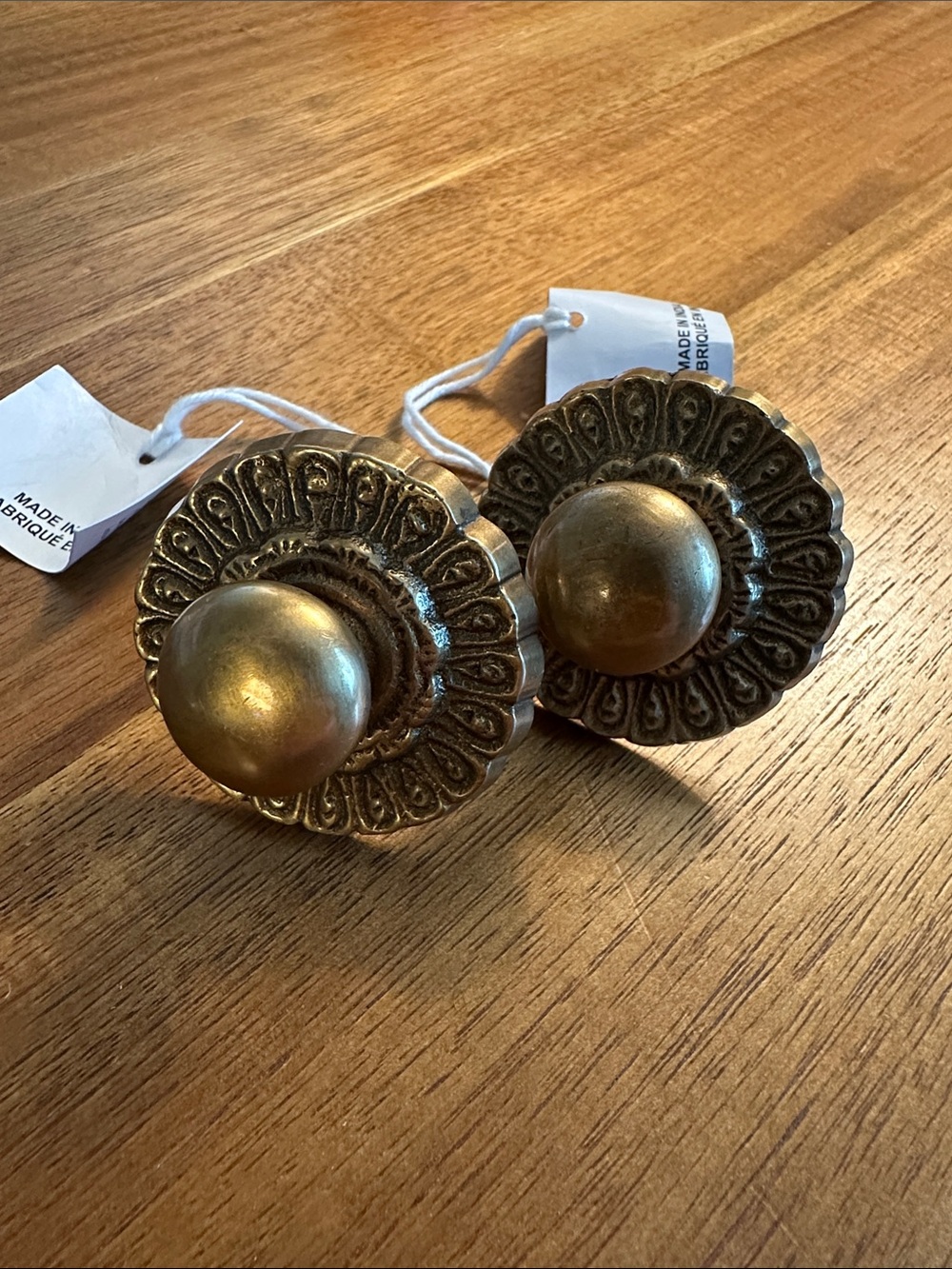 Anthropologie Brass Floral Medallion Drawer Pulls - Antique Gold Tone
